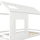 Twin Size House Bed with Roof and Window - White - V.I.P Digital Presence