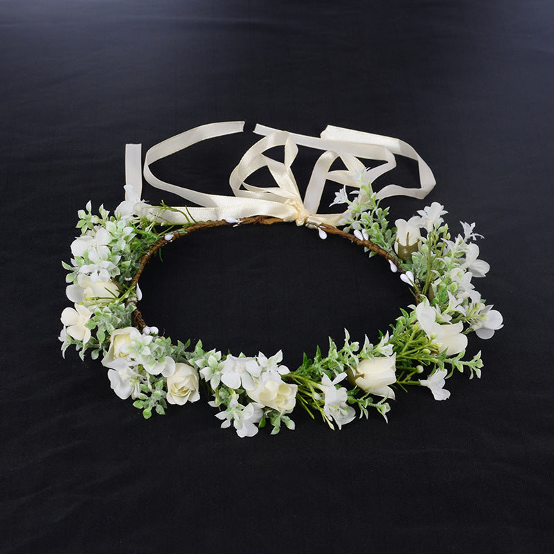 Spring flower wreath fresh simulation flower headdress green plants flowers wedding flower wreath - V.I.P Digital Presence
