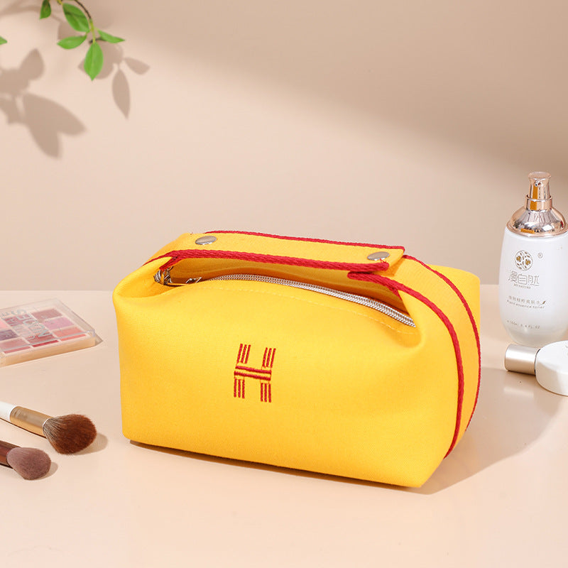 Portable premium canvas makeup bag, large capacity, washable, stylish storage for women - V.I.P Digital Presence