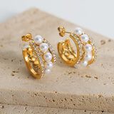 Pearl Titanium Steel C-Hoop Earrings - V.I.P Digital Presence