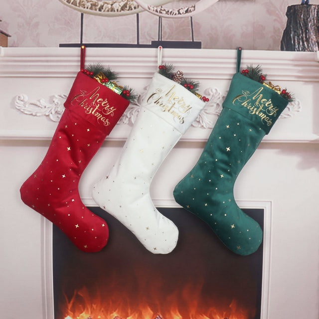 Christmas stockings Christmas gift bags Christmas candy bags gold foil embroidered socks three styles of long socks - V.I.P Digital Presence