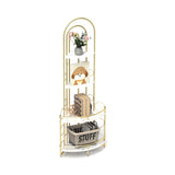 Gold 4-Tier Corner Bookshelf, Modern Style, Plant Stand with Metal Frame - V.I.P Digital Presence