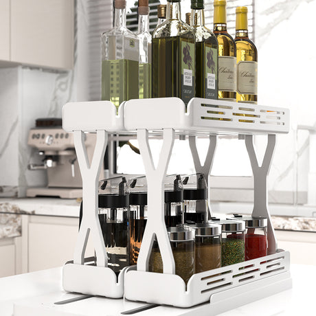 Pull out Rotating Spice Rack Organizer for Cabinet Rotate Makeup Organizer Slide Bottle Box Holder Plastic Seasoning Spice Rack - V.I.P Digital Presence