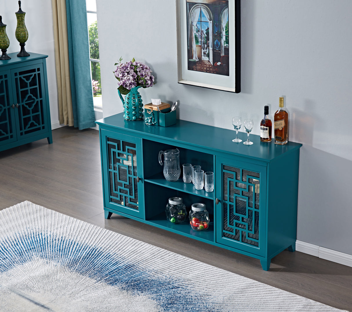 60" Sideboard Buffet Table /Storage Cabinet - V.I.P Digital Presence