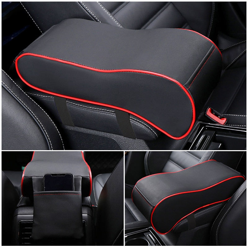 Leather Car Central Armrest Pad Black Auto Center Console Arm Rest Seat Box Mat Cushion Pillow Cover Vehicle Protective Styling - V.I.P Digital Presence