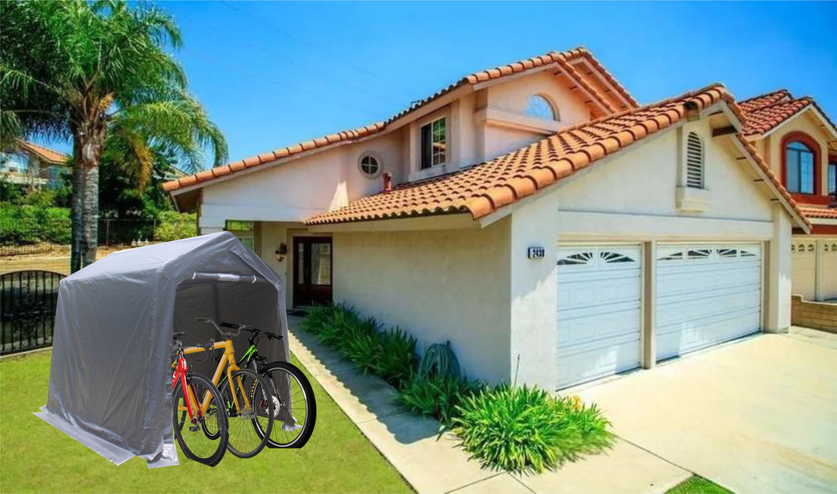 7x8 ft Outdoor Portable Gazebo Storage Shelter Shed with 2 Roll up Zipper Doors & Vents Carport - V.I.P Digital Presence
