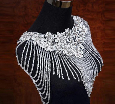 White Bolero Appliques Crystals Wedding Wrap Wedding Bolero Made in China Wedding Accessories Evening Dress - V.I.P Digital Presence