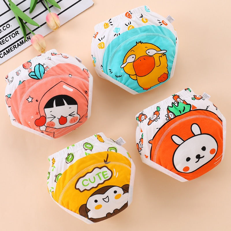 Learning pants, baby rings, diapers, cartoon prints, baby girls and boys training pants, cotton absorbent - V.I.P Digital Presence