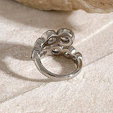 Stainless Steel Inlaid Zircon Bypass Ring - V.I.P Digital Presence