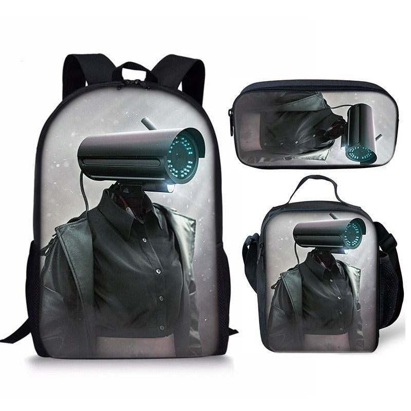 New 3PC-SET Skibidi Toilet Man Backpack Custom Game Peripheral Schoolbags For Primary Secondary School Teenage - V.I.P Digital Presence