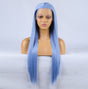 Fashion Hand Ditch 13 * 2.5 Chemical Fiber Front Lace Blue False Long Hair Head Cover Natural Hairline Wig - V.I.P Digital Presence