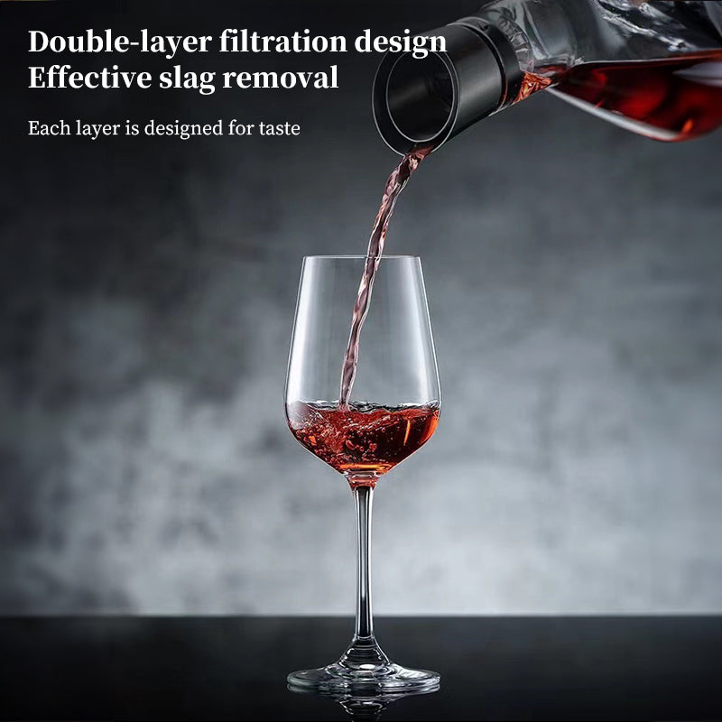 1500ML Hand - blown Crystal Wine Decanter with Built - in Aerator Pourer, ideal for red wine. - V.I.P Digital Presence