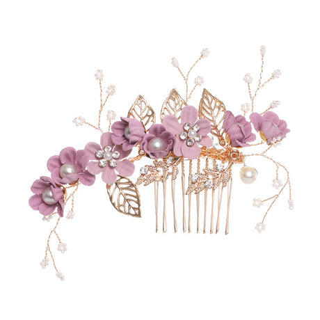 Luxury Blue Flower Hair Combs Headdress Prom Bridal Wedding Hair Accessories Gold Leaves Hair Jewelry Hair Pins - V.I.P Digital Presence
