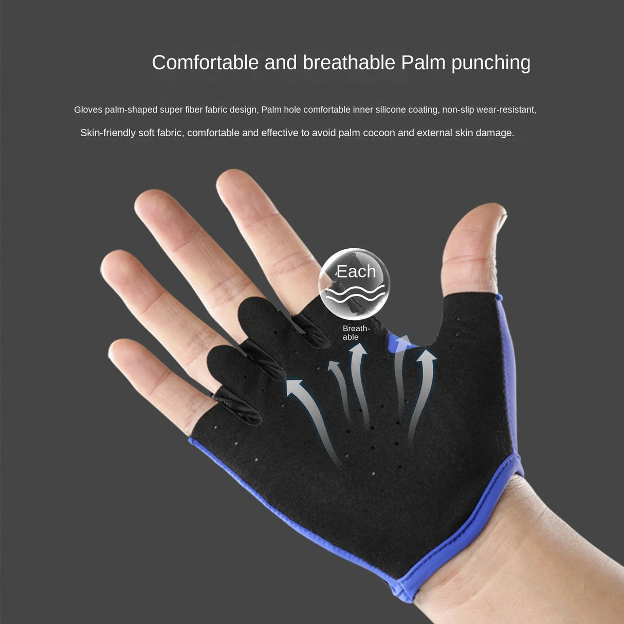 Guantes de yoga fitness con medio dedo, resistentes al desgaste y anti-capullo, con protección contra rozaduras de hierro.