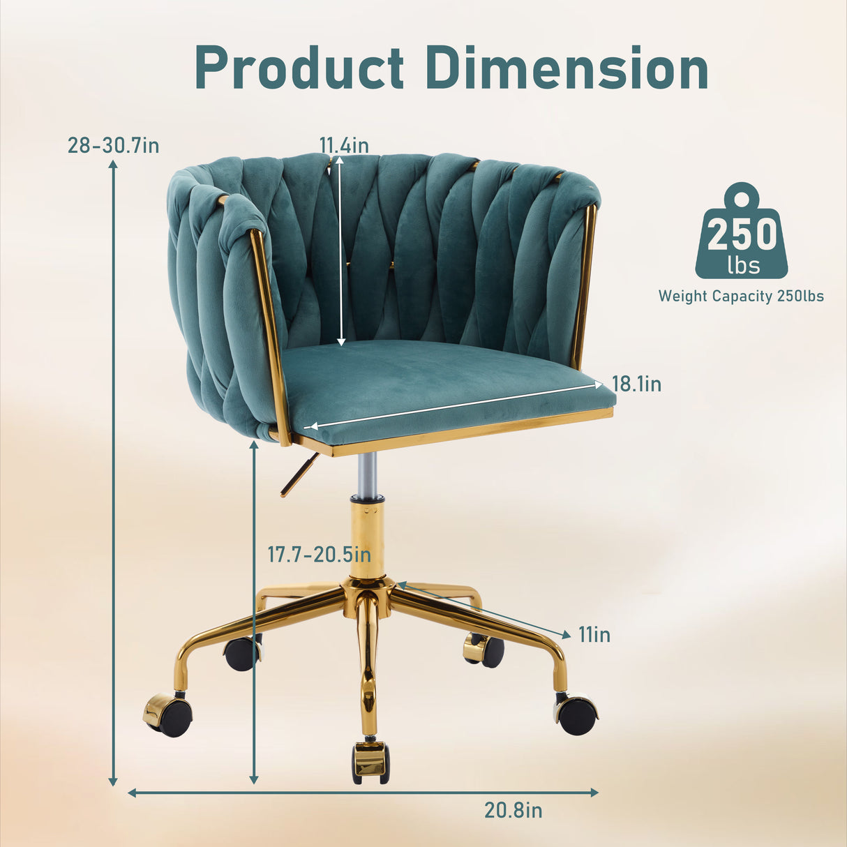 Accent Chair Makeup Chair with Hand Woven Backrest, Modern 360° Swivel Home Office Desk Chair for Study (GREEN) - V.I.P Digital Presence