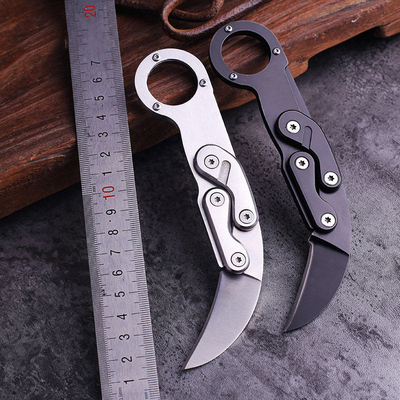 Cuchillo de garra mecánico, portátil, para exteriores, para acampar, supervivencia, de alta dureza, multifunción, de acero, plegable, para exteriores.