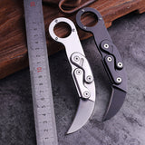 Cuchillo de garra mecánico, portátil, para exteriores, para acampar, supervivencia, de alta dureza, multifunción, de acero, plegable, para exteriores.