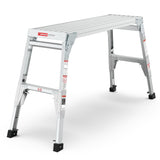 Aluminum Work Platform Large Size Step Stool Folding Portable Work Bench 40" Width Telescopic Feet 22" -27.5" Height Adjustable - V.I.P Digital Presence