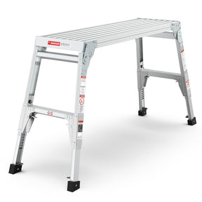Aluminum Work Platform Large Size Step Stool Folding Portable Work Bench 40" Width Telescopic Feet 22" -27.5" Height Adjustable - V.I.P Digital Presence
