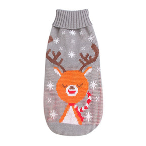 Christmas reindeer maple leaves snowflakes holiday pet clothes high necked knitted sweaters dog and cat clothing jackets - V.I.P Digital Presence