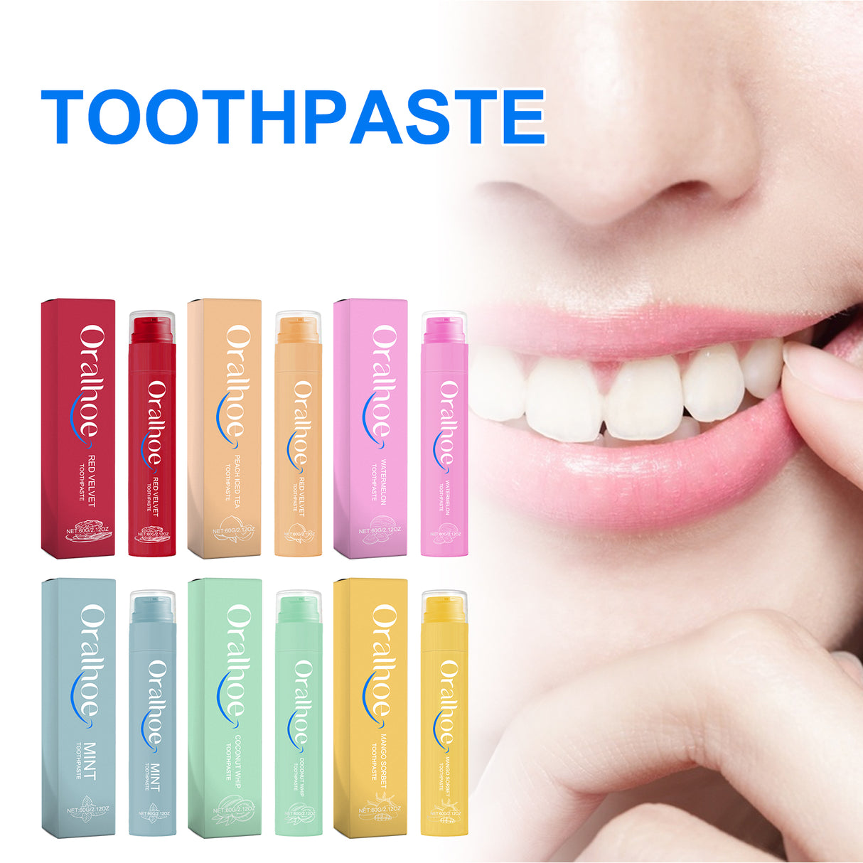 Peach lced Tea Toothpaste, Multi-Flavor Teeth Clean Teeth Yellow Tartar Fresh Breath Beautiful Teeth - V.I.P Digital Presence