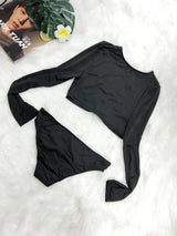 Round Neck Long Sleeve Top and Brief Swim Set - V.I.P Digital Presence