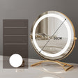 Round black dressing table makeup mirror desktop LED light - V.I.P Digital Presence