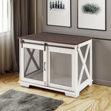 Farm kennel Flat noodles furniture with sliding barn door, farm wooden kennel end table, dog house with removable partition - V.I.P Digital Presence