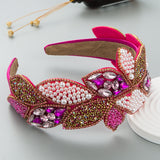 Headband Fashion Ball Rhinestone Pearl Leaf-Shaped Baroque Headband Exaggerated Wide-Brimmed Hair Accessories - V.I.P Digital Presence