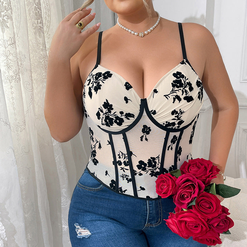 Low cut fishbone waistband backless French style camisole top - V.I.P Digital Presence