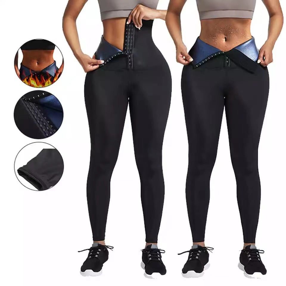 European and American breasted abdominal compression sweatpants, cropped pants, waist cinching yoga pants - V.I.P Digital Presence