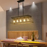5-light farmhouse pendant light, metal pendant light island fixture, modern rectangular island light, pure black (no bulb) - V.I.P Digital Presence
