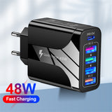 4USB+Type-C mobile phone charger PD18W 5-in-1 charging head 48W charger PD interface charger - V.I.P Digital Presence