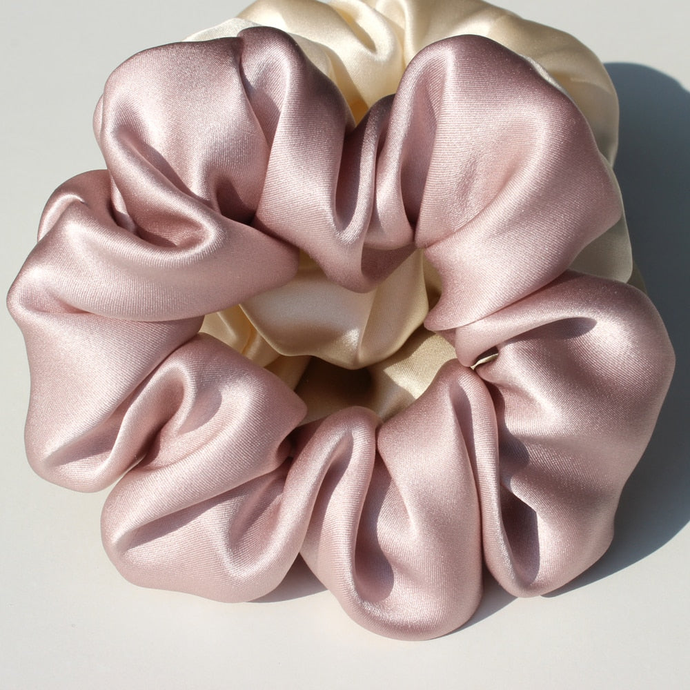 Pure Silk Large Scrunchies Ropes Hair Bands Ties Elastics Ponytail Holders for Women Girls Hair Accessories 19 Momme 3.5CM - V.I.P Digital Presence