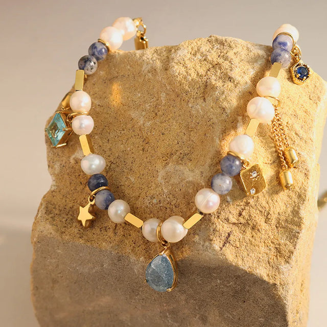 Natural stone freshwater pearl necklace necklace collarbone chain for girls - V.I.P Digital Presence