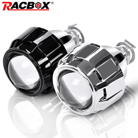 RACBOX 2Pcs 2.5 Inch Universal Bi Xenon HID Projector Lens Silver Black Shroud H1 Xenon LED Bulb H4 H7 Motorcycle Car Headlight - V.I.P Digital Presence
