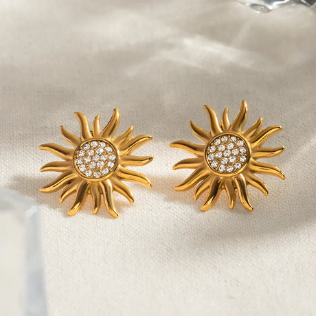 Stainless steel sunflower jewelry flower earrings for women - V.I.P Digital Presence