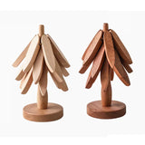 Wooden Christmas Tree Folding Coaster Black Walnut Thick Seat Adiabatic Pad For Kitchen Desktop Decoration Housewarming Gift - V.I.P Digital Presence