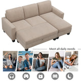 [New]81" Reversible Sectional Couch with Storage Chaise L-Shaped Sofa for Apartment Sectional Set Warm Grey