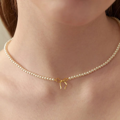 Copper Pearls Bow Necklace - V.I.P Digital Presence