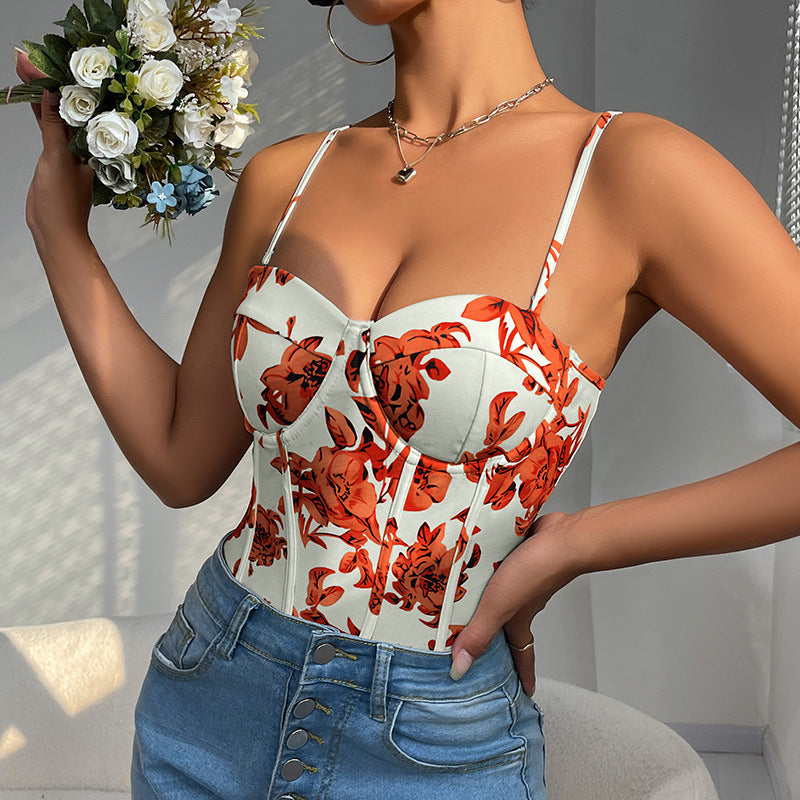 Strap print one-piece summer sexy jumpsuit interior - V.I.P Digital Presence