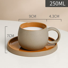 Coffee mug set ceramic retro stoneware Japanese mug and saucer combination - V.I.P Digital Presence