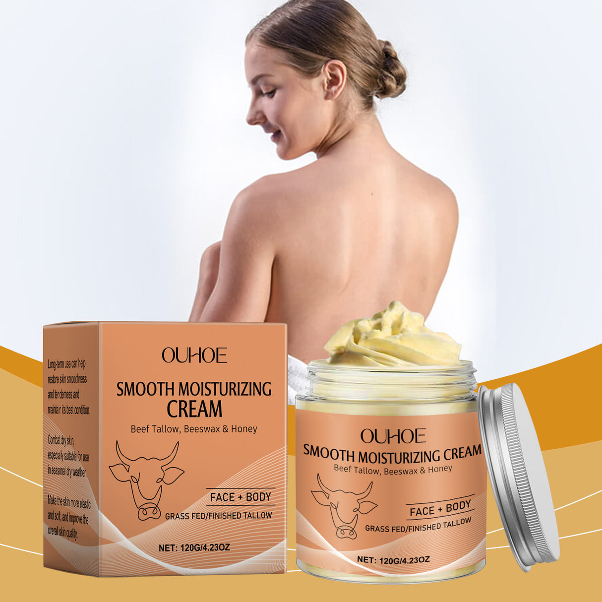 Crema hidratante suavizante para la piel corporal, hidratante, elástica, suave y reafirmante.