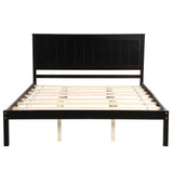 Platform Bed Frame with Headboard, Wood Slat Support  No Box Spring Needed  Queen Espresso