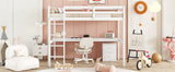 Twin Loft Wood Bed with Under-bed, Built-in Desk, a Storage Cabinet of 2 Drawers, Guardrails, Ladder,White - V.I.P Digital Presence