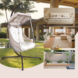 Swing Egg Chair with Stand Indoor Outdoor Wicker Rattan Frame 350lbs Capacity Hammock Chair for Patio Bedroom with Sunshade Clot - V.I.P Digital Presence