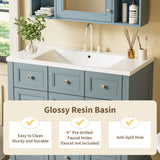 36 inch modern mirror cabinet with adjustable shelves, 2 soft closing doors, and 6 drawer storage cabinet door organizers - V.I.P Digital Presence