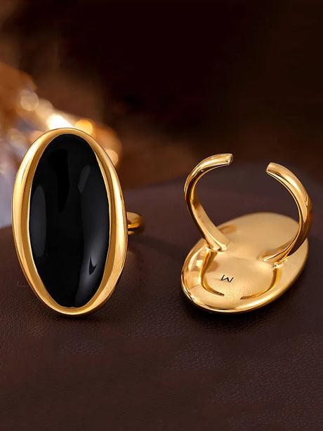 Elliptical Open Ring French Light Luxury Drip Oil Heavy Industry Casting Stainless Steel - V.I.P Digital Presence