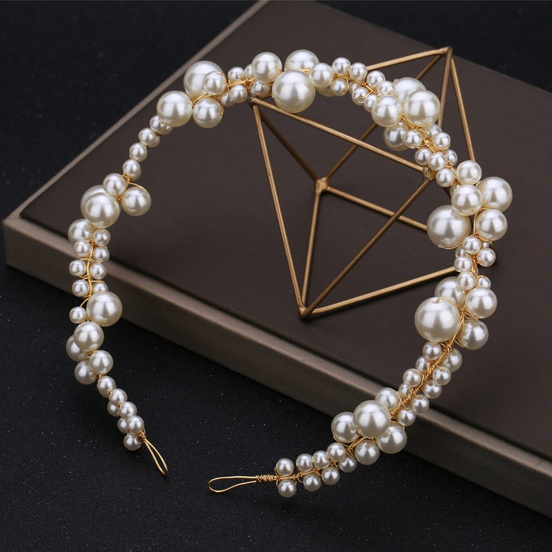 Handmade pearl twisted bead beaded soft chain headband headwear - V.I.P Digital Presence