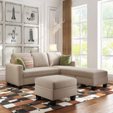 [New] [VIDEO provided] 81.1*76.3*35" Reversible Sectional Couch with Storage Ottoman L-Shaped Sofa Warm Grey